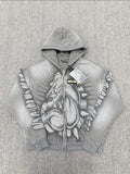 Hellstar Bulldog airbrushed zip-up hoodie