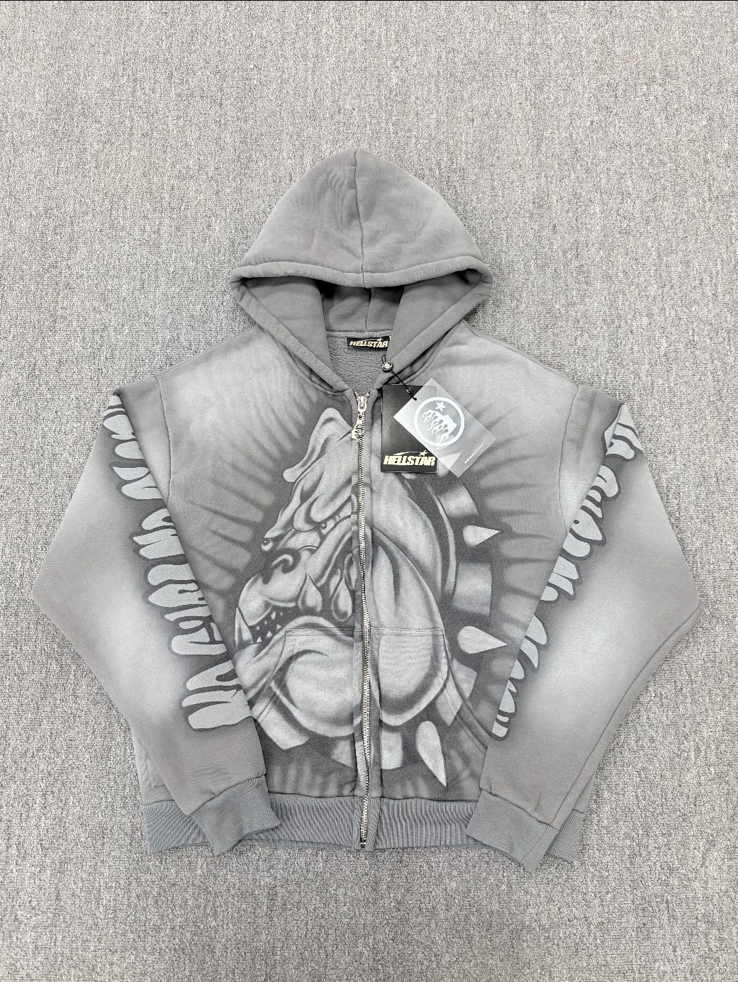 Hellstar Bulldog airbrushed zip-up hoodie