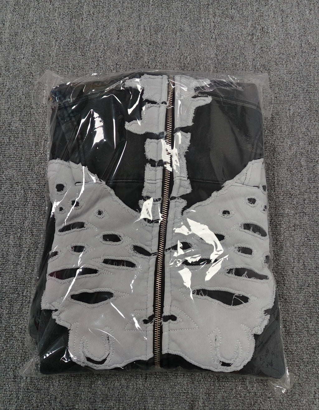 distressed full-zip skeleton hoodie
