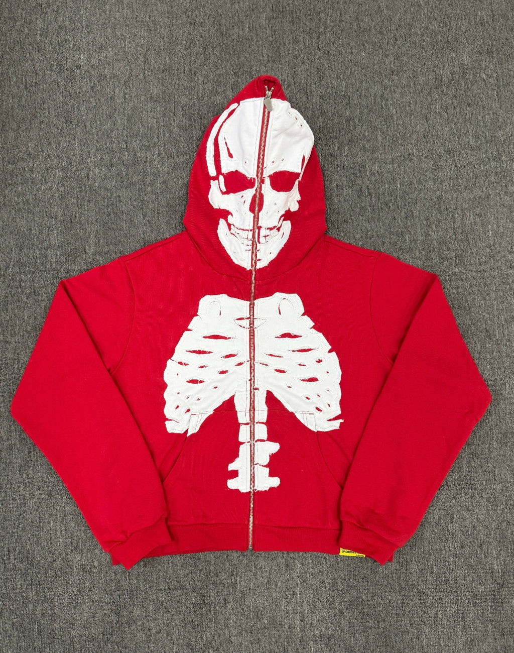 distressed full-zip skeleton hoodie