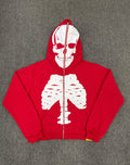 distressed full-zip skeleton hoodie