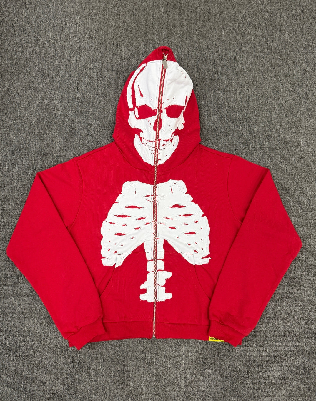 distressed full-zip skeleton hoodie