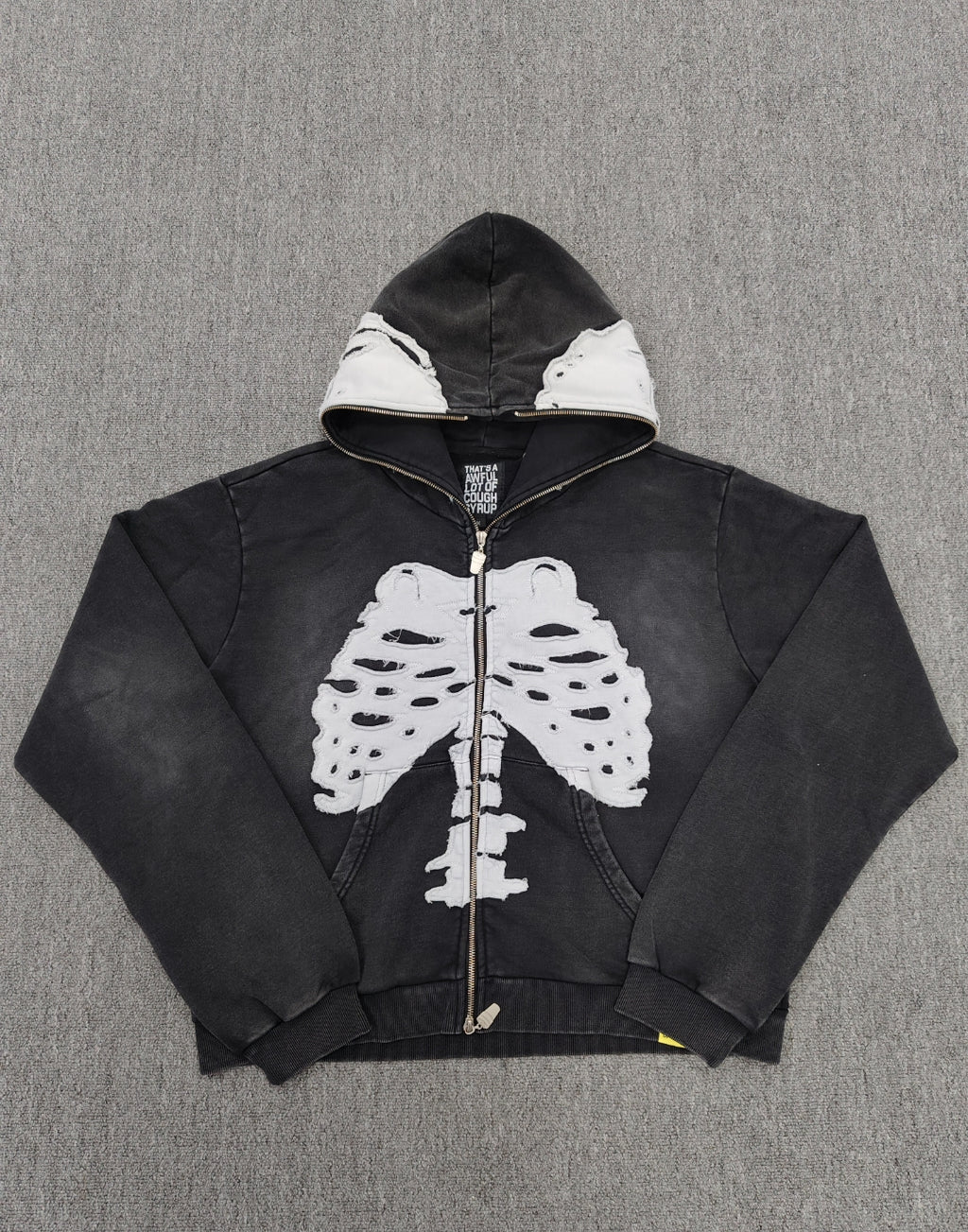 distressed full-zip skeleton hoodie