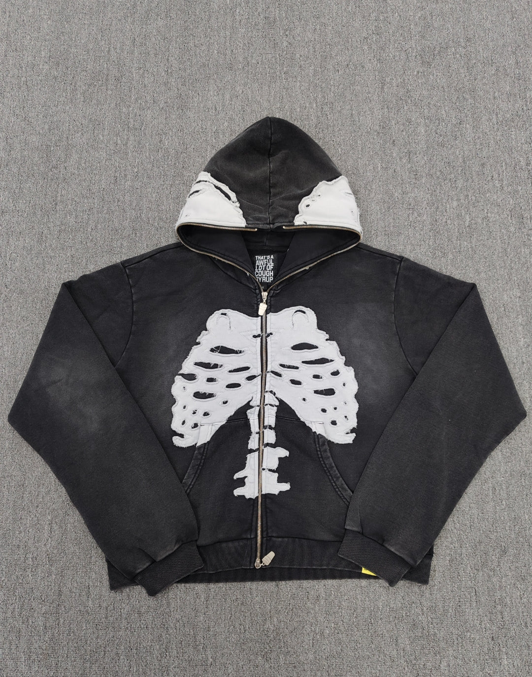 distressed full-zip skeleton hoodie
