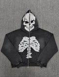 distressed full-zip skeleton hoodie